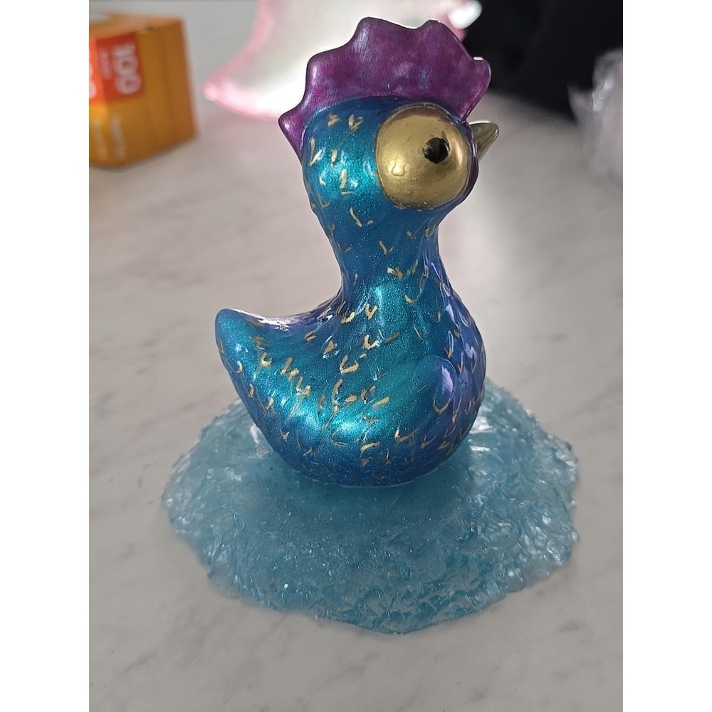 Handmade Resin Chicken On Nest Blue Decoration Gift Paperweight 725 - Picture 4 of 6